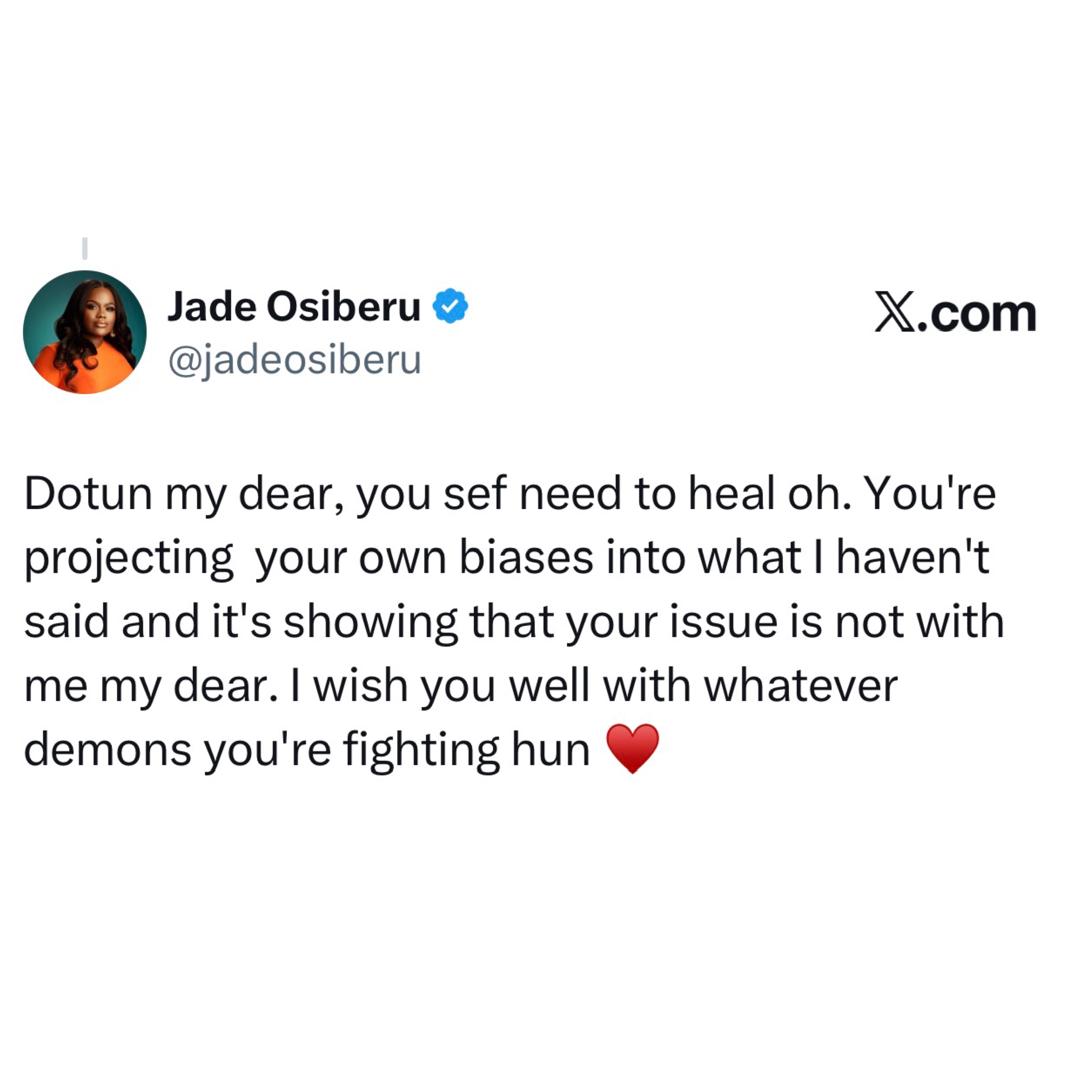 OAP Dotun clashes with movie producer Jade Osiberu after she called out Roby Ekpo